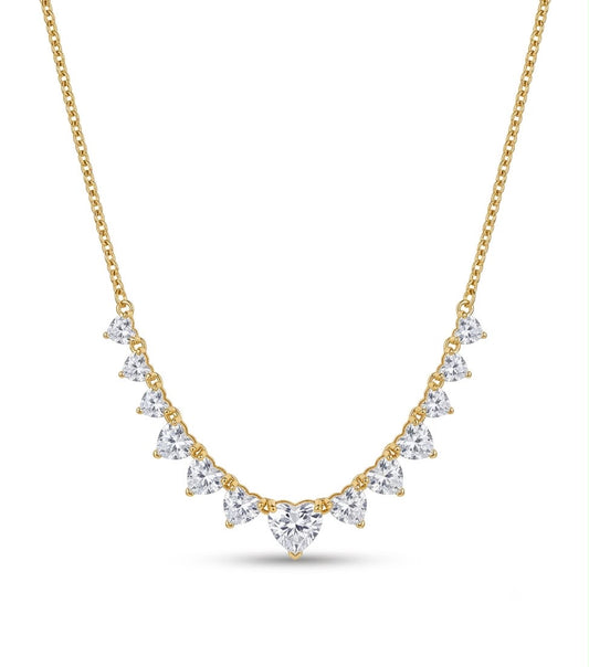 Heart-Cut CZ Graduated Tennis Choker Necklace