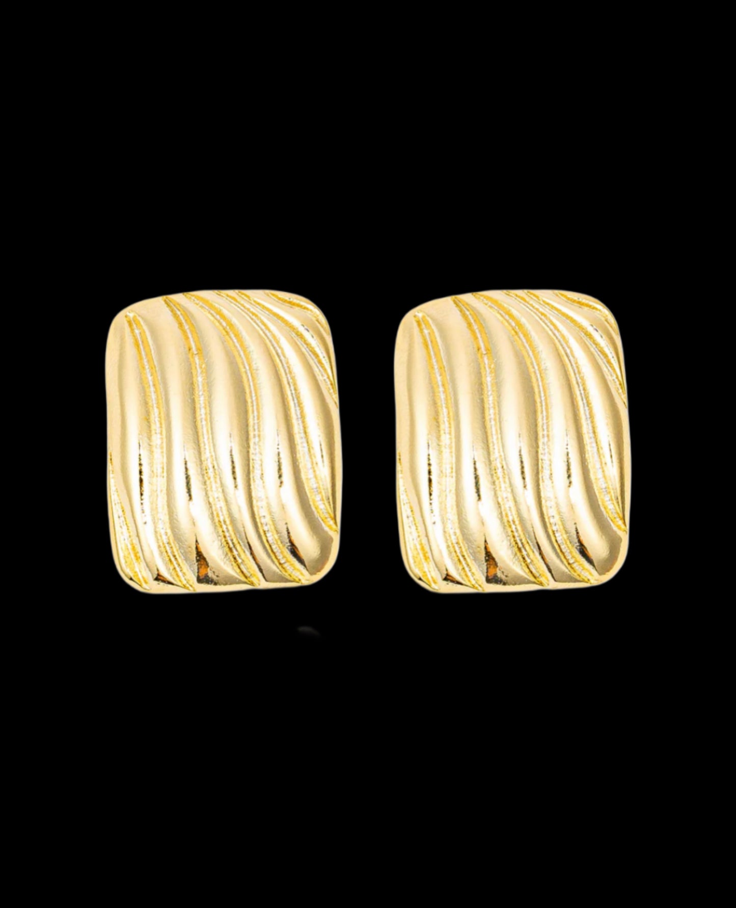 Rectangle Wavy Textured Stud Earring