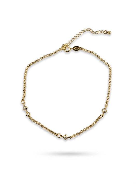 Beveled Pearl Station Anklet