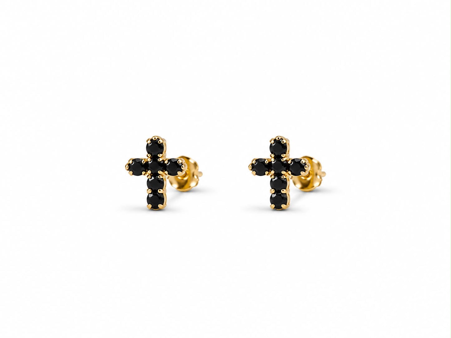 The Trinity Gemstone Cross Studs