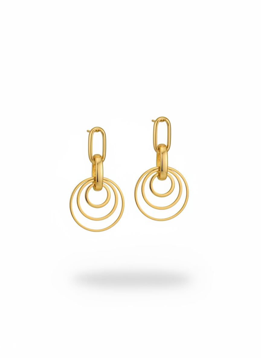 Golden Spiral Dangle Earrings