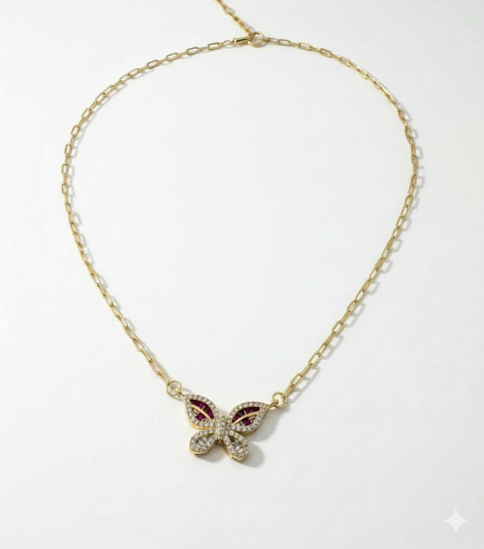 Butterfly & Blossom Gold Necklaces