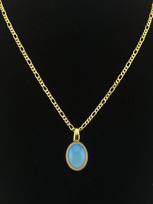 Oval Natural Gemstone Drop Necklaces