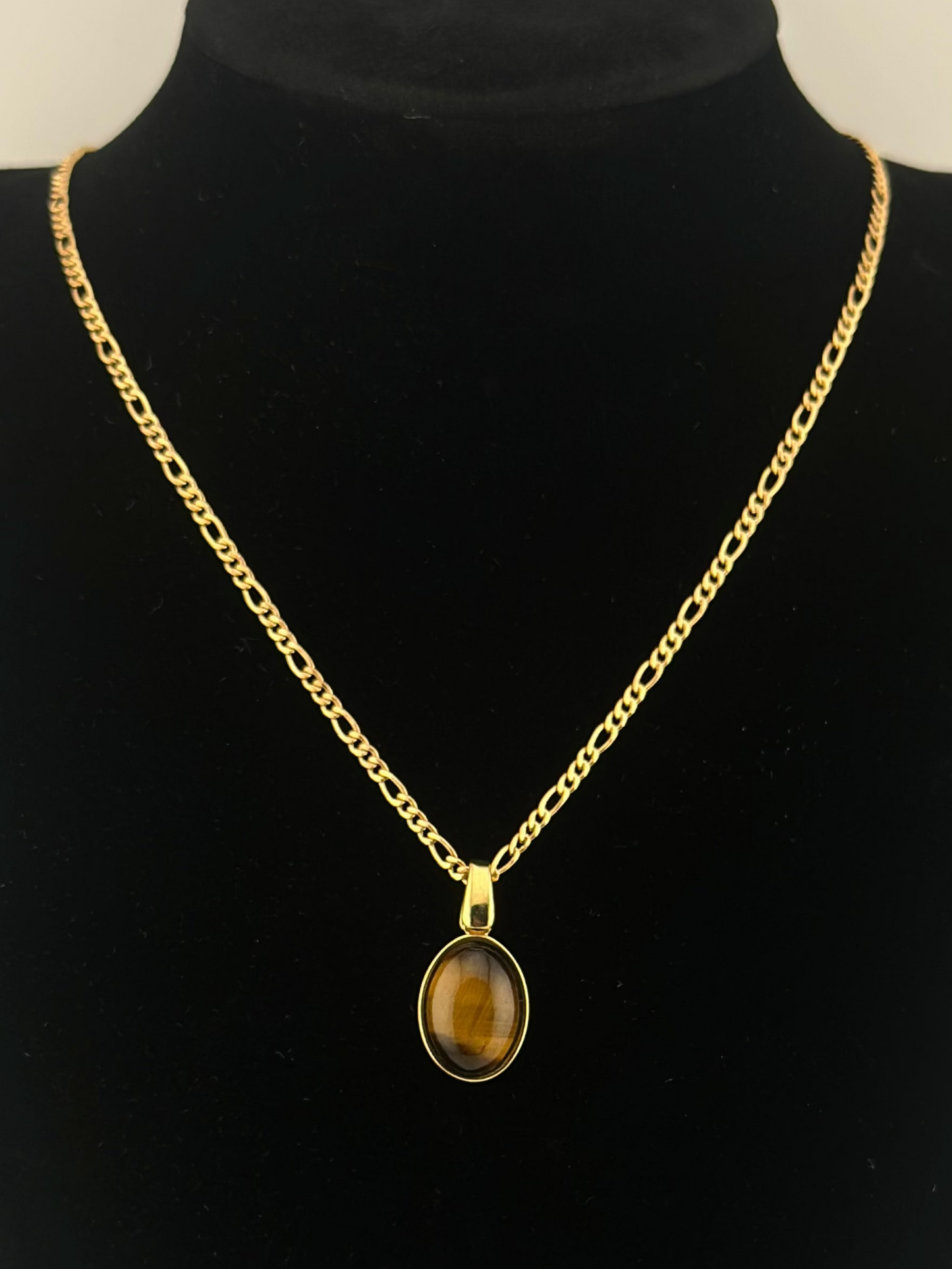 Oval Natural Gemstone Drop Necklaces