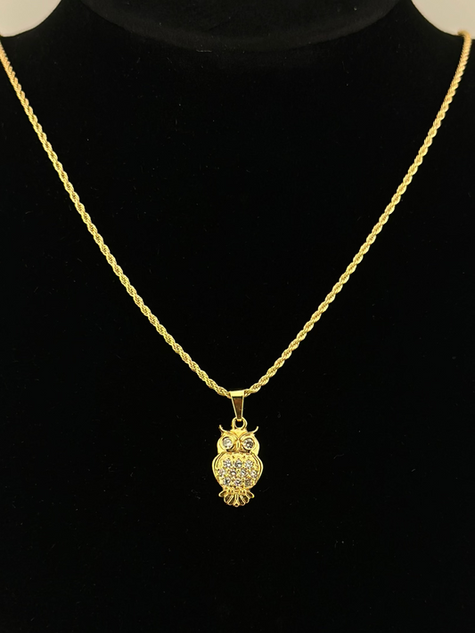 Golden Wisdom Owl Necklace