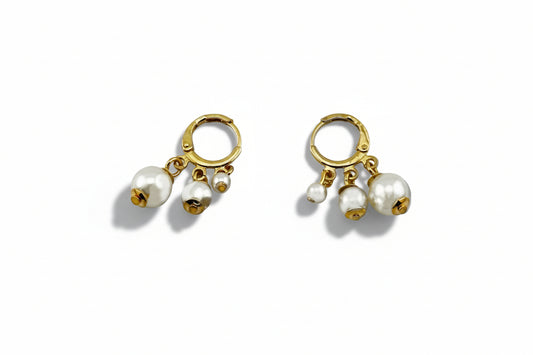 Triple Pearl Cascade Hoops