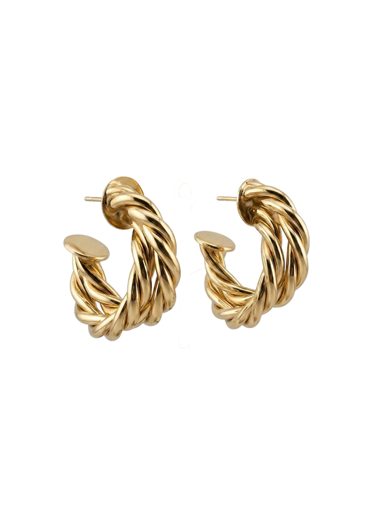 Sculptural Twist Half Hoops
